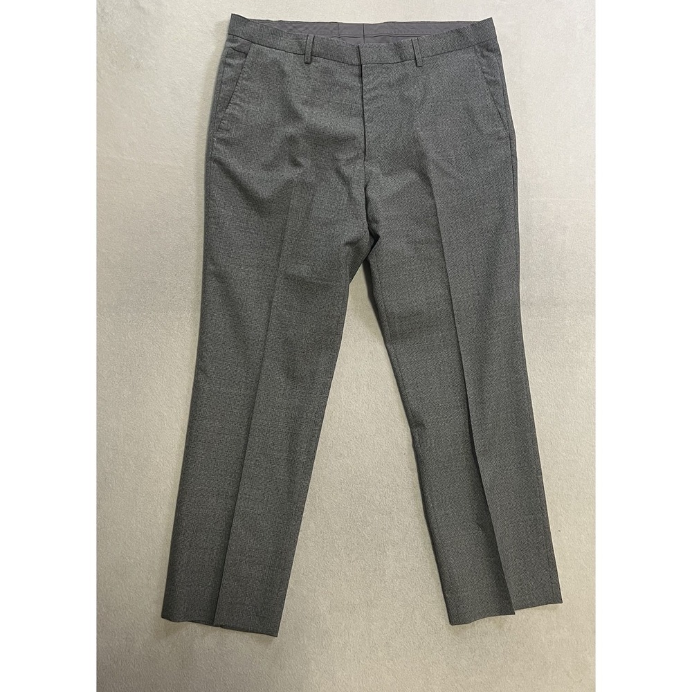 Hugo Boss Pants Trousers Men's 36R Gray Flat Front Virgin Wool Lined Dress Pants